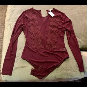 Brand New Charlotte Russe Maroon Bodysuit